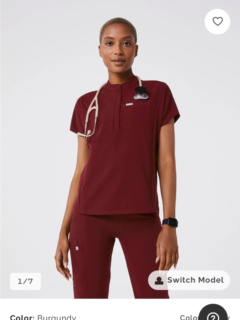 Figs Women’s Burgundy Scrub Set - Picture 3 of 10